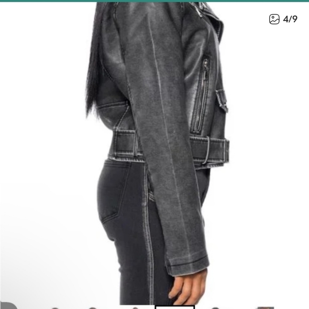 Akira Stylish Gray Faux Leather Jacket_Large - Picture 3 of 10